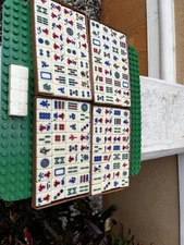 144 MAH-JONGG white Acrylic tiles And 4 Unmarked Pieces Shown