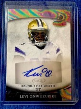 LEVI ONWUZURIKE 2021 SAGE ASPIRE RAINBOW ROOKIE AUTO CARD RC DETROIT LIONS ASP92. rookie card picture