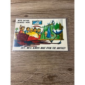 Vintage Birth Announcement Postcard Stork Delivering Baby Humor Retro