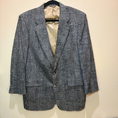 Christian Dior Monsieur Gray 100% Silk Salt Pepper Blazer Sport Coat Vintage 44R