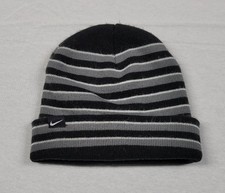 Nike Youth Black Gray Striped Beanie Boys One Size