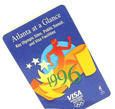 Atlanta 1996 Key To Olympic Sites & Public Transit Pocket Map Credit Card Size