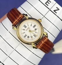 Vintage Guess Women's Watch 26mm Gold Tone Leather Roman Dial 1990 #3.1