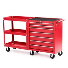 Rolling Tool Chest with 7 Drawers & Lock, Mobile Workshop Cart with Brake Wheels