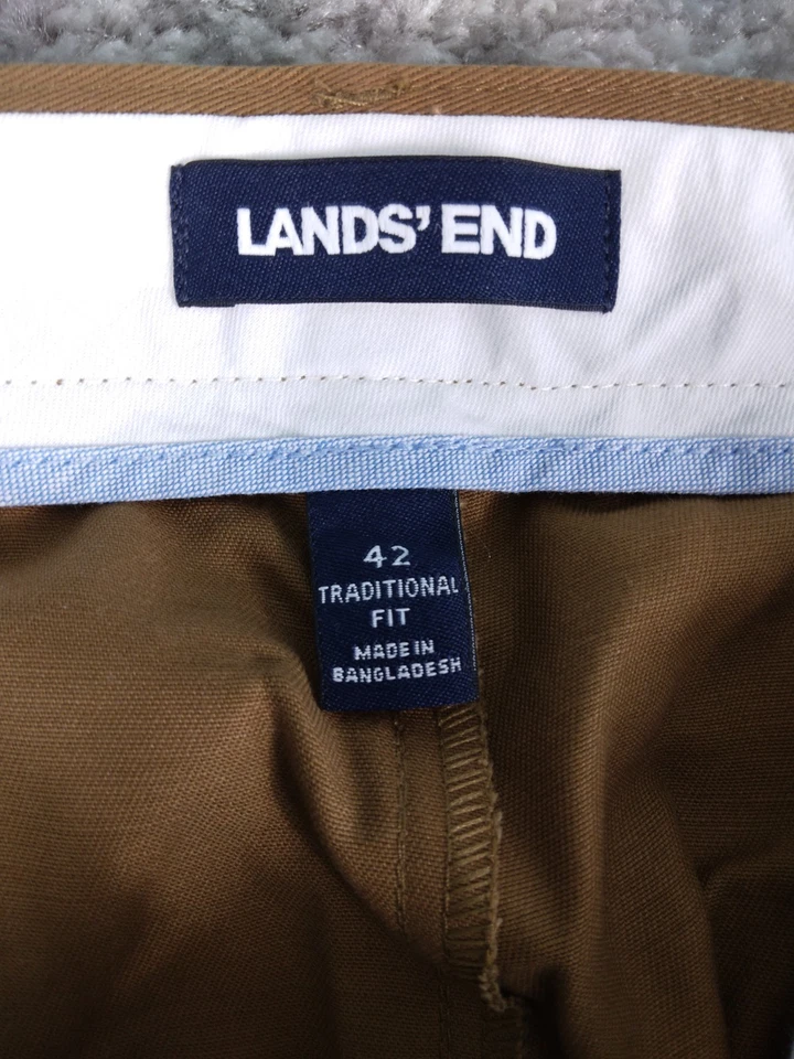 $90 Lands' End Men's Pants 42 Brown Pleated Front Comfort Waist Chino 42x30 - Image 3 of 4