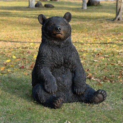 18.5'' Sitting Black Bear Cottage Lodge Decor Display Wildlife Garden Statue