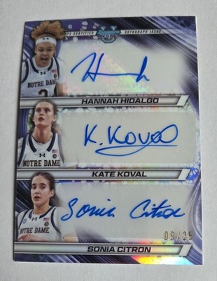 2023-24 Bowman University Best WNBA Hildago, Koval, and Citron Triple Auto Card