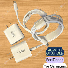 2Pack 40W Fast Charger Block PD Cable USB C For iPhone 17 Air 16e 15 14 13 12 11