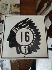 Original Vintage Embossed Indian Head Road  Marker Sign Highway #16 North Dakota
