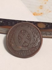 1837 Canada Bank Token City Bank Half Penny 1 Sou