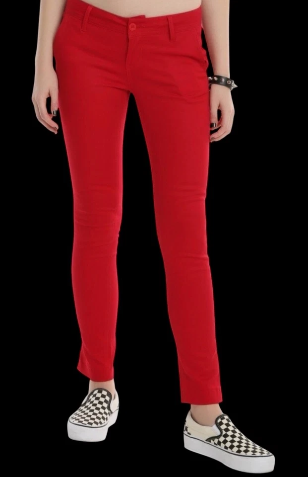 dickies girl red stretch twill work or school uniform skinny pants junior 0-15 - Image 2 of 4
