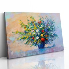 Oil Painting of Flowers Canvas Framed Print Picture Wall Art