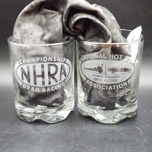 NHRA Champion Glasses 1983 & 1984 Gold Rim On The Rock Glass - Picture 2 of 7