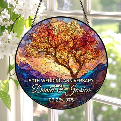Tree Of Life, Stained Glass, 50th Anniversary, Parent Gift
