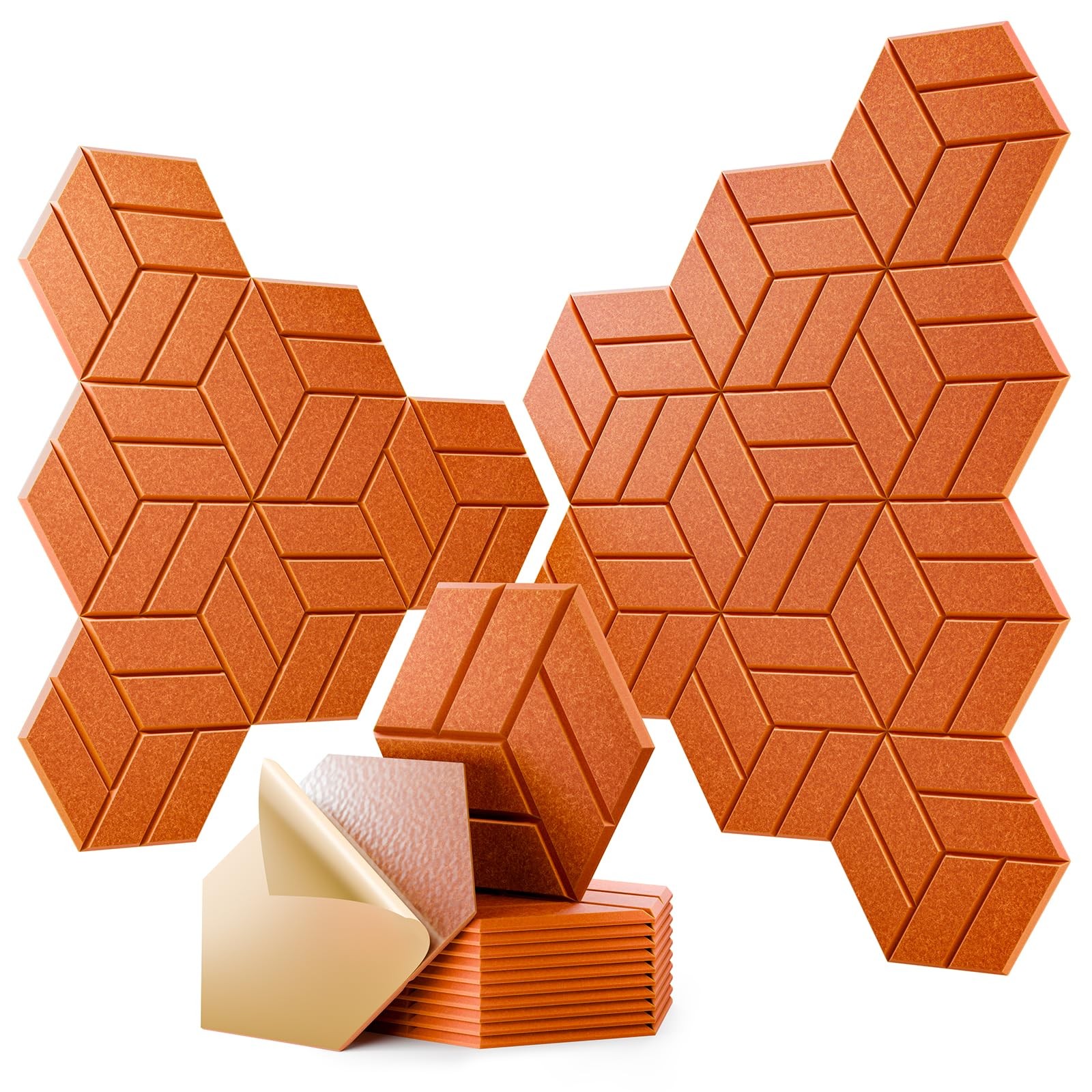 OTUOER 12Pcs Acoustic Panels with Self-adhesive, 12"X 10"X 0.4" Sound Proof F...