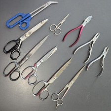 Lot of 10 Vintage Sewing Scissors, Pinking Shears, Barber  Nail Clippers