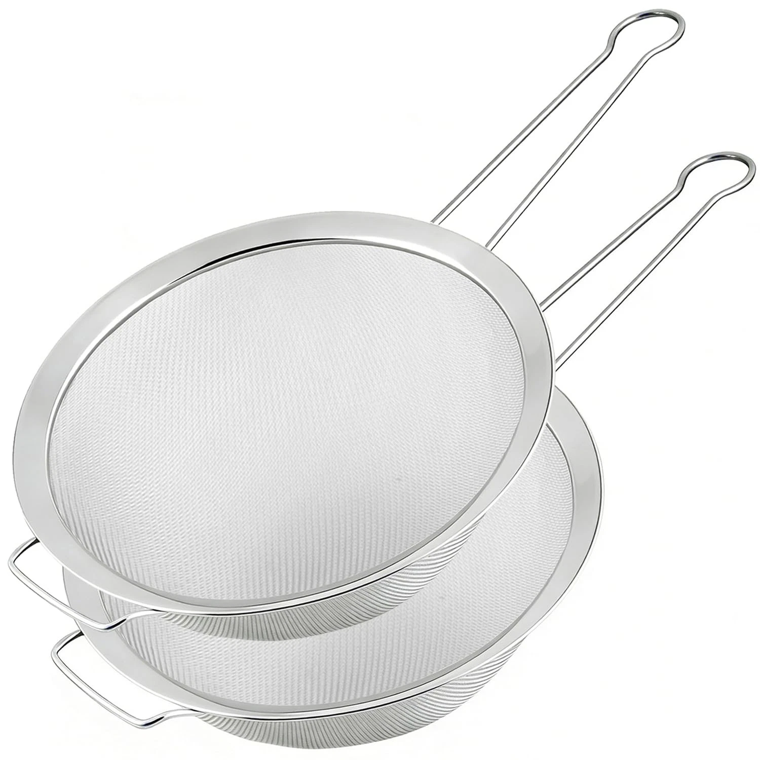 8.7" Large Fine Mesh Strainer Set with Sturdy Handle, Stainless Steel Sieve F...