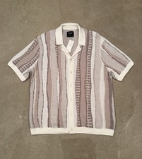 Abercrombie  Fitch Crochet Style 3D Knit Style Button Up Sweater Polo L NWT