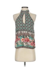 RARE Vintage 90s Farm Rio Brasil Tropical Batik Halter Top S Key Hole Floral 