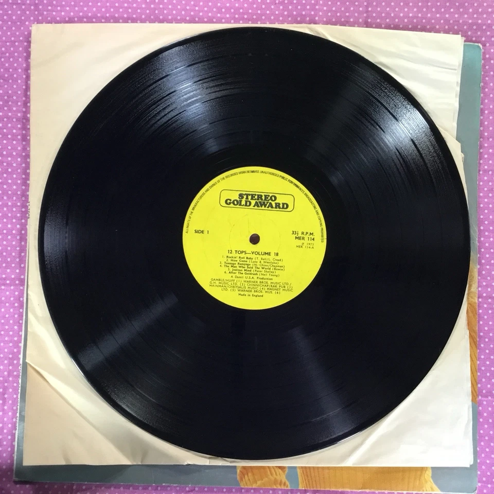12 Tops: Volume 18 (1973) vinyl LP Stereo Gold Award Records MER 114 1970s Pop - Image 3 of 4