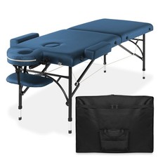 Portable Massage Table with Tilt Backrest and Carrying Case - Blue