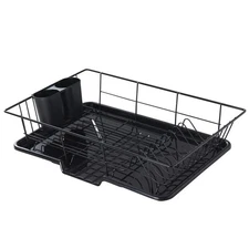 Space-Saving 3-Piece Dish Drainer Rack Set with Cutlery Holder - Maximize Cou...