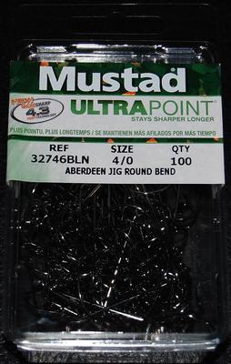 100 Mustad 32746BLN 4/0 ULTRA POINT 90 degree Jig Hooks Premium Black Nickel