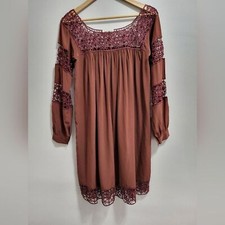 Ulla Johnson Odile 100% Silk Crochet Burgundy Maroon Dress Size XS