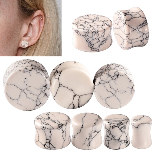 Paar Bio Stein Ohr Plugs Flesh Tunnel Double Flared Ohrstärke 6mm-16mm - Bild 11 von 35