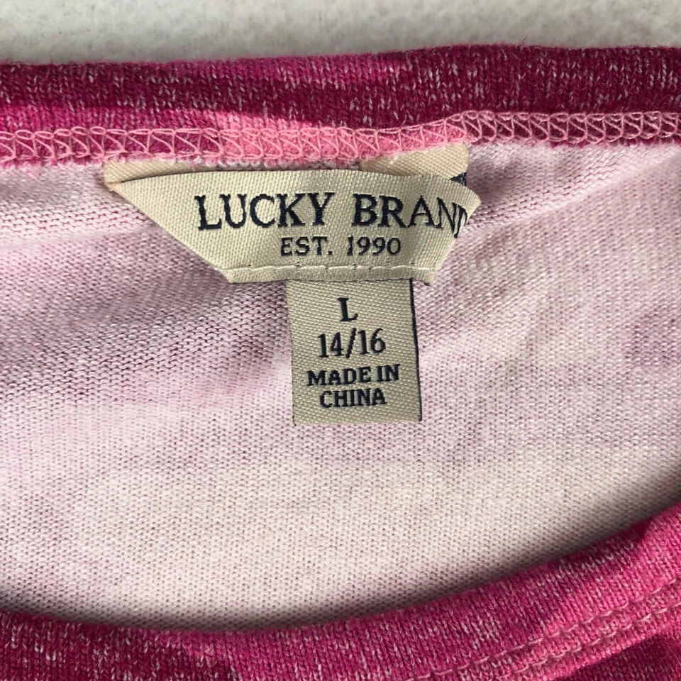 Suéter Lucky Brand meninas grande rosa camuflagem pulôver gola redonda leve - Imagem 4 de 4
