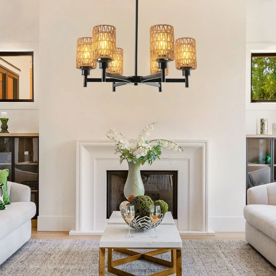 Lámpara de techo industrial de 6 cabezas lámpara colgante regulable Foto 2 de 4