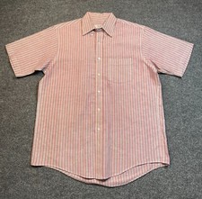 Arrow Dover Dress Shirt Mens Size 16.5 Red Stripe Regular Fit Short Sleeve