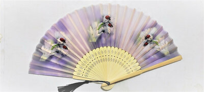 Lady Bugs Insects Flowers Floral Silk Nylon Handheld Fan Folding Hand Fan Lady B