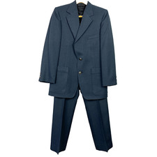 Vintage Don Richards Blue Three Piece Blue Blazer Vest Suit Coat Pant 41x29