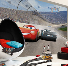 Auto Disney Foto Parati Saetta Mcqueen 368x265 CM Cameretta Ragazzi Decor Grigio