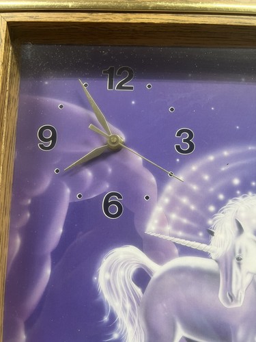 Orologio da parete vintage unicorno arte retrò anni 80 vetro incorniciato decorazione camera da letto 11x14 usato in ottime condizioni! - Foto 4 di 13