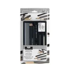 Royal & Langnickel Essentials-12pc Charcoal Sketching Pencil Set with Small Tin