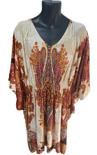 Dressbarn Women's Dress Size 22 Multi Color Pullover Elastic Waist Bohemian