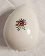Vtg. Ceramic Pomander Egg Potpourri Ball Fragrance Sachet Egg Pink Rose (empty)