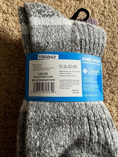Columbia Women Knee High Violet Gray Socks Blue Super Soft Shoe Size 4-10 2 Pair - Picture 5 of 5