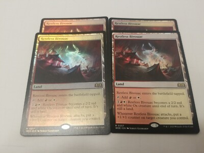 x4 Restless Bivouac NM Wilds of Eldraine WOE MTG 1xBase 3xFoil PLAYSET