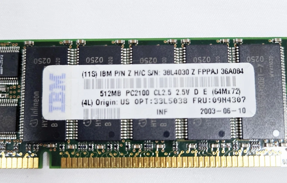 Lot 2 Infineon HYS72D64500GR-7-B SDRAM Memory Module 512MB PC2100R-20330-M - Image 2 of 3