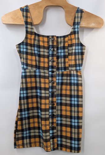 Urban Outfitters size 6 Yellow Plaid Button Up Sleeveless Jumper Dress NWT