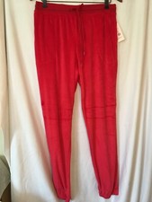 New Secret Treasures Womens Velour Pajama Jogger Pants Red with Pockets