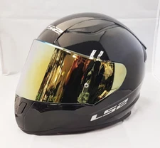 LS2 FF353 RAPID FULL FACE MOTORCYCLE HELMET GLOSS BLACK WITH GOLD IRIDIUM VISOR