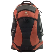 Jeep Rolling Backpack - Burnt Orange & Black - Telescope Handle -Clothing Straps