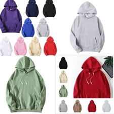 Men's Casual Hooded Sweatshirt Long Sleeves Plain Solid Color Pullover Hoodie 
