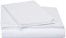 DaDa Bedding Luxury Soft White Cotton Flat Top Sheet Only & Pillow Cases