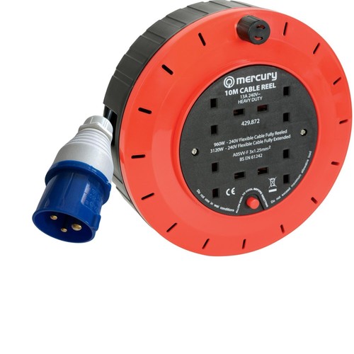 Camping Tent Electric Caravan Mains Hook Up Reel Power Cable 16A Plug 5m 10m - Picture 9 of 10