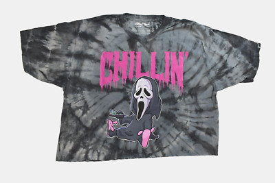 Scream Ghost Face Juniors Tie-Dye Crop T-Shirt New Large